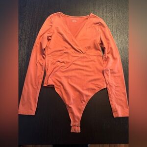 American Eagle Outfitters Orange Long Sleeve Bodysuit (Worn Once, Like NEW)